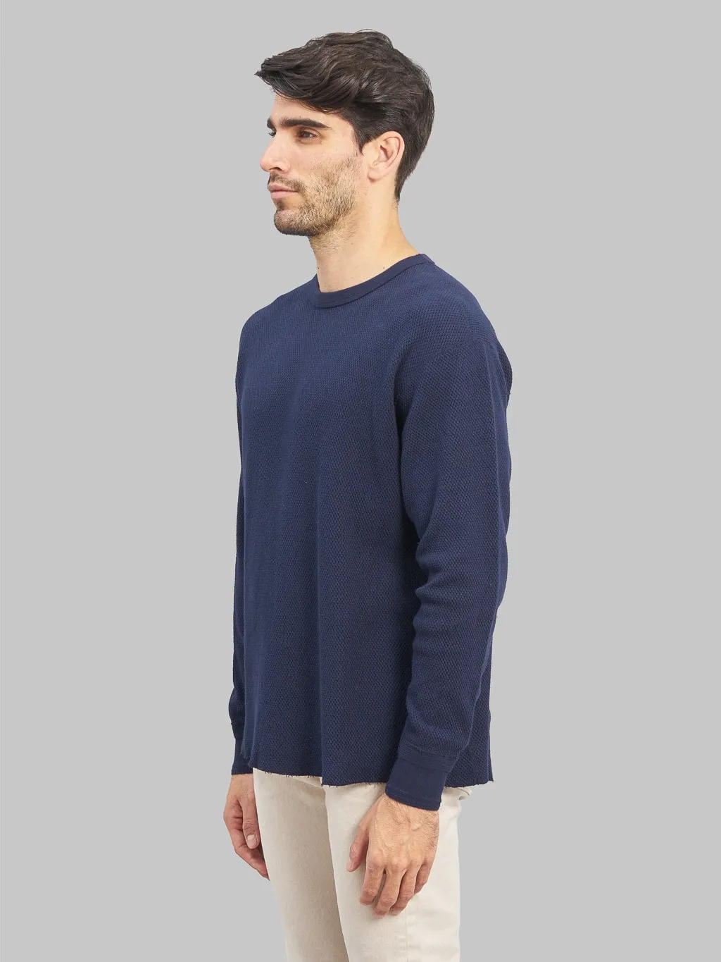 Loop & Weft Double Face Hex Honeycomb Crewneck Thermal Royal Navy