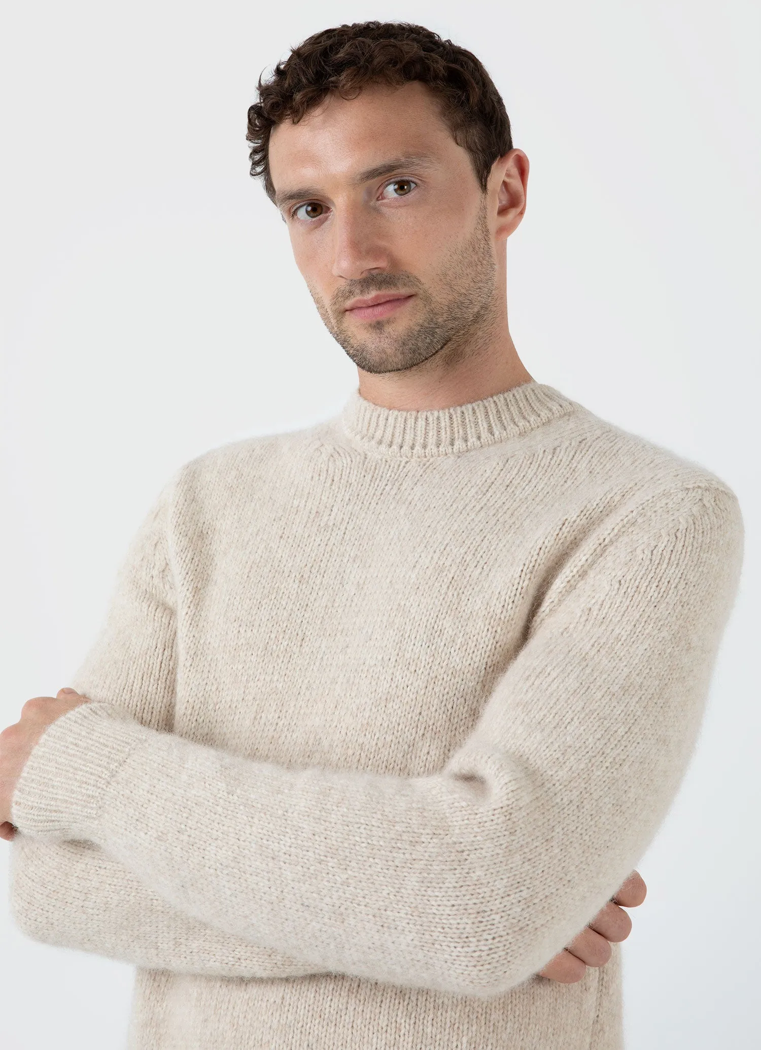 Men's Alpaca Wool Jumper in Ecru