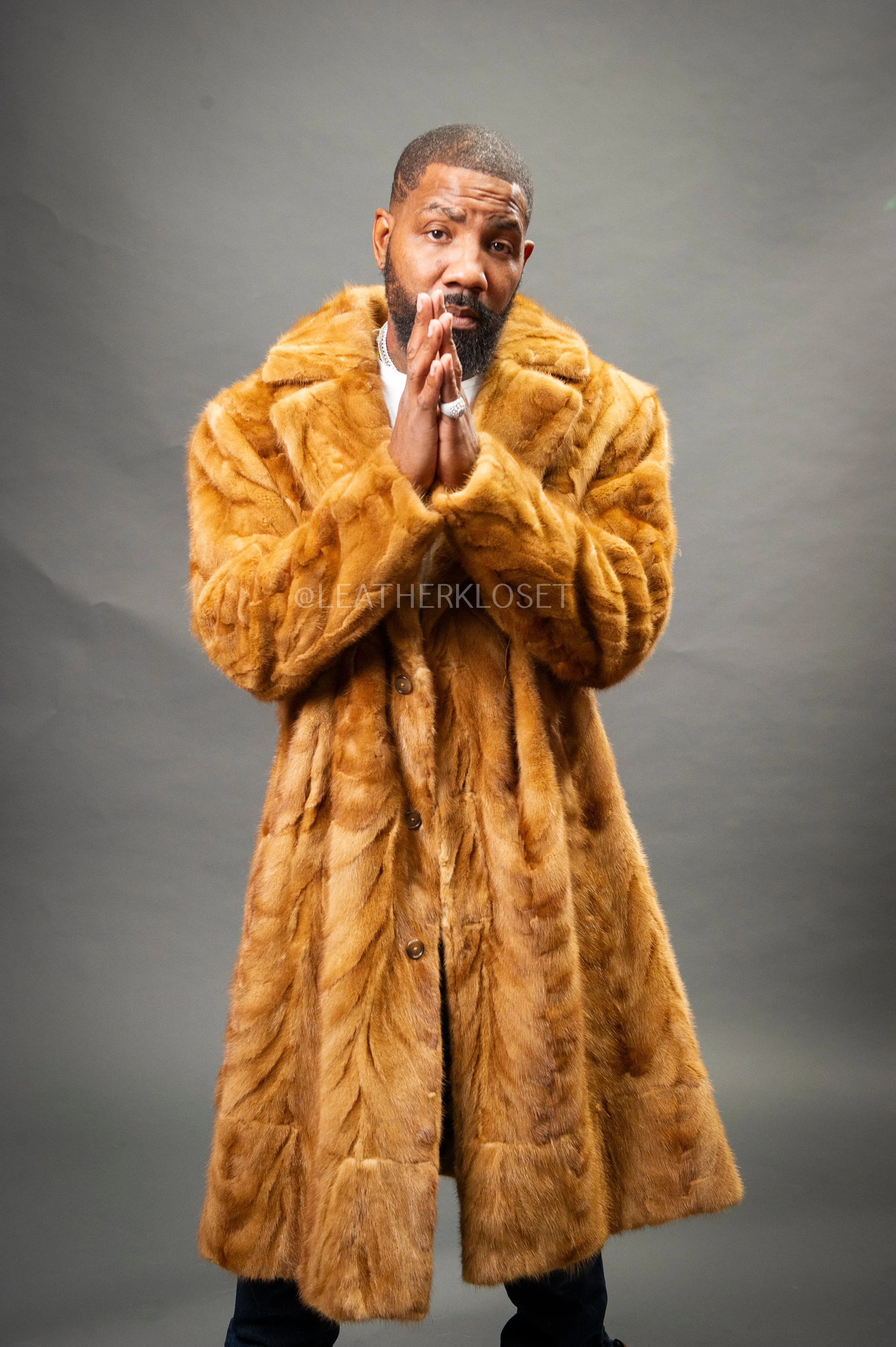 Men's Mink 3/4 Length Coat [Whiskey]