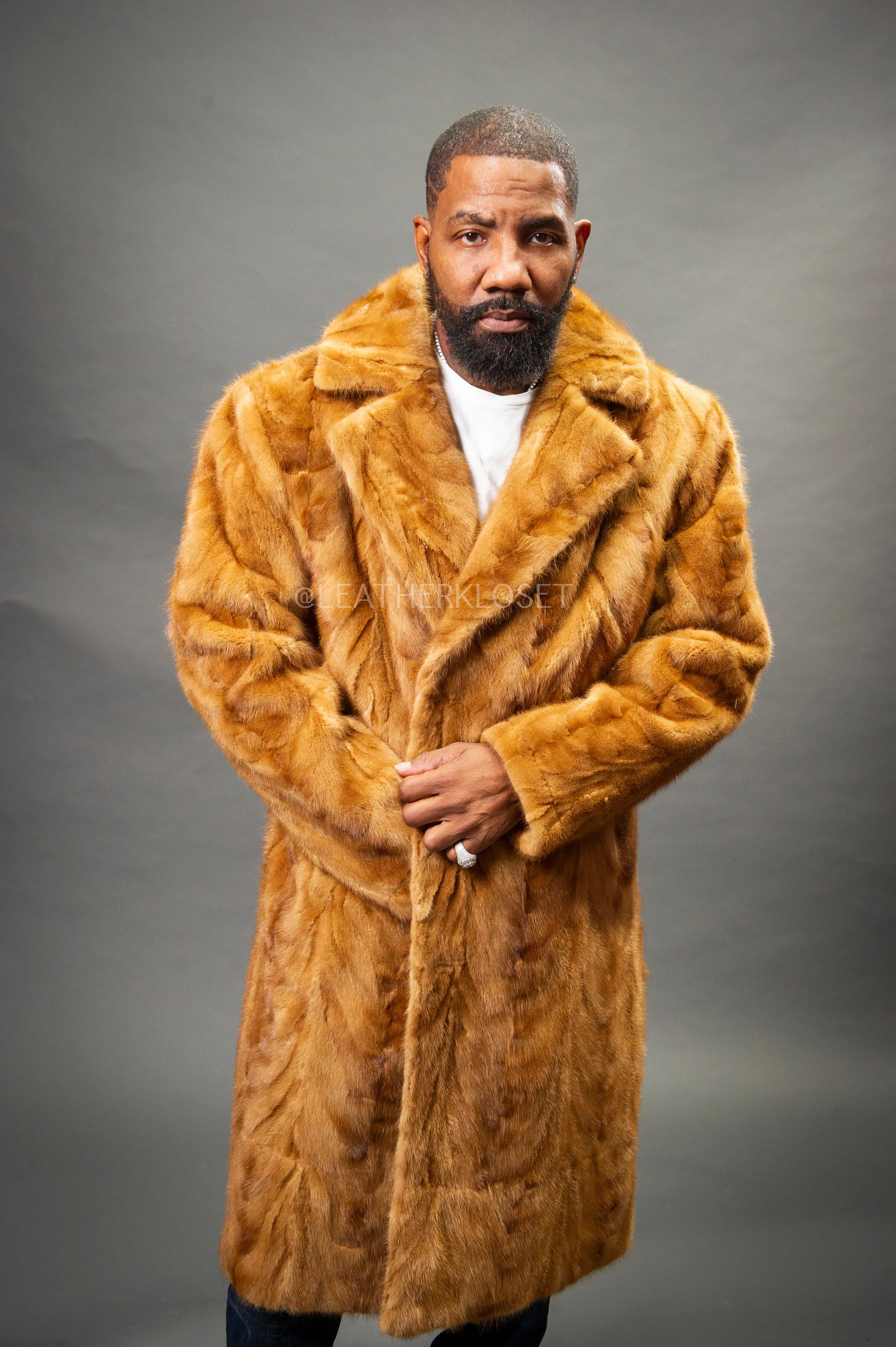 Men's Mink 3/4 Length Coat [Whiskey]