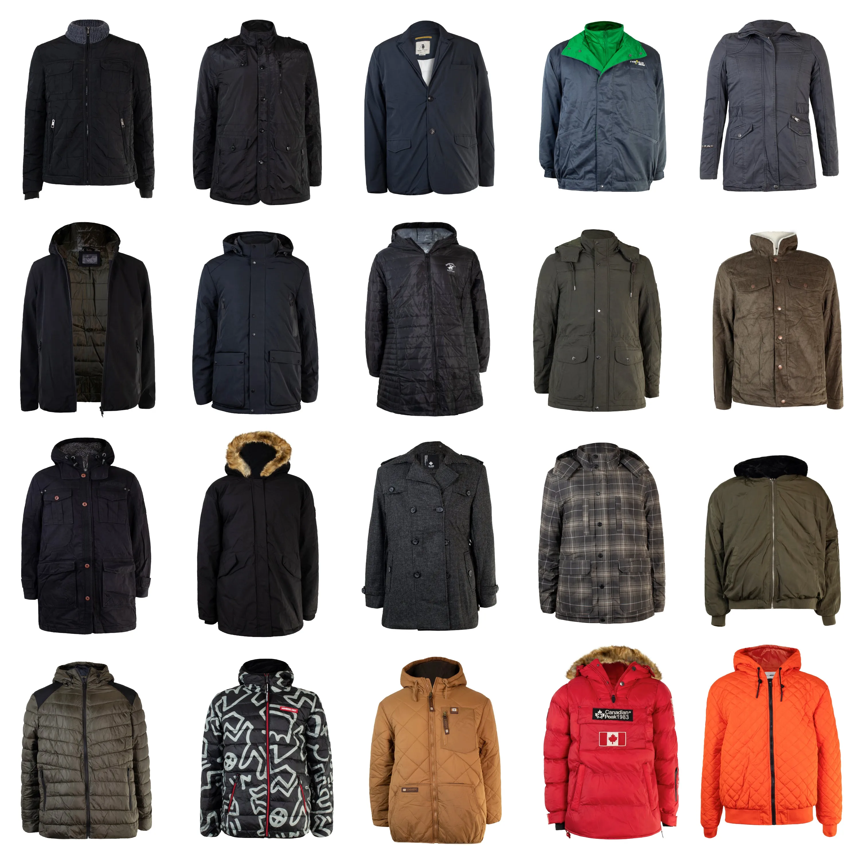 Men's Wholesale Coats in Assorted Styles & Sizes - Bulk Case of 22 Winter Jackets