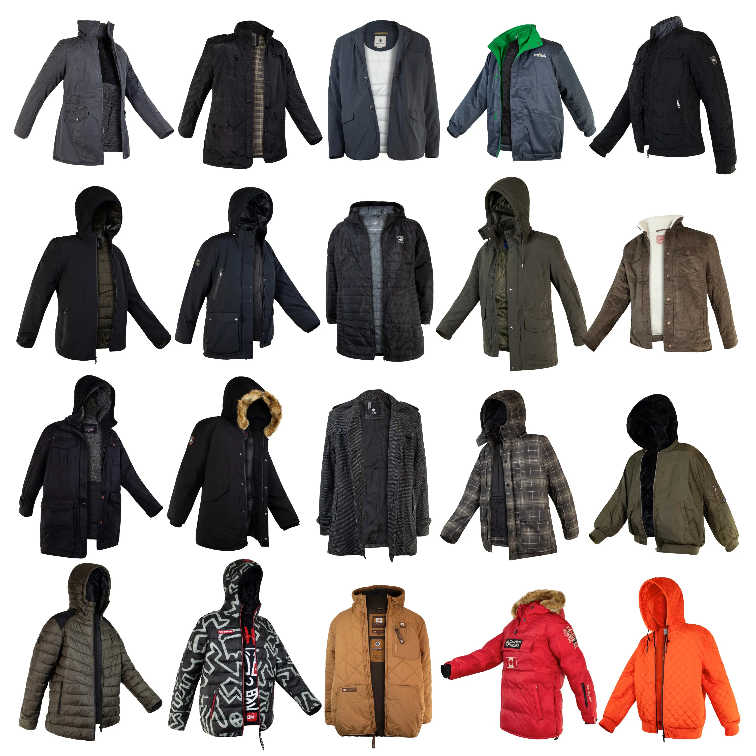 Men's Wholesale Coats in Assorted Styles & Sizes - Bulk Case of 22 Winter Jackets