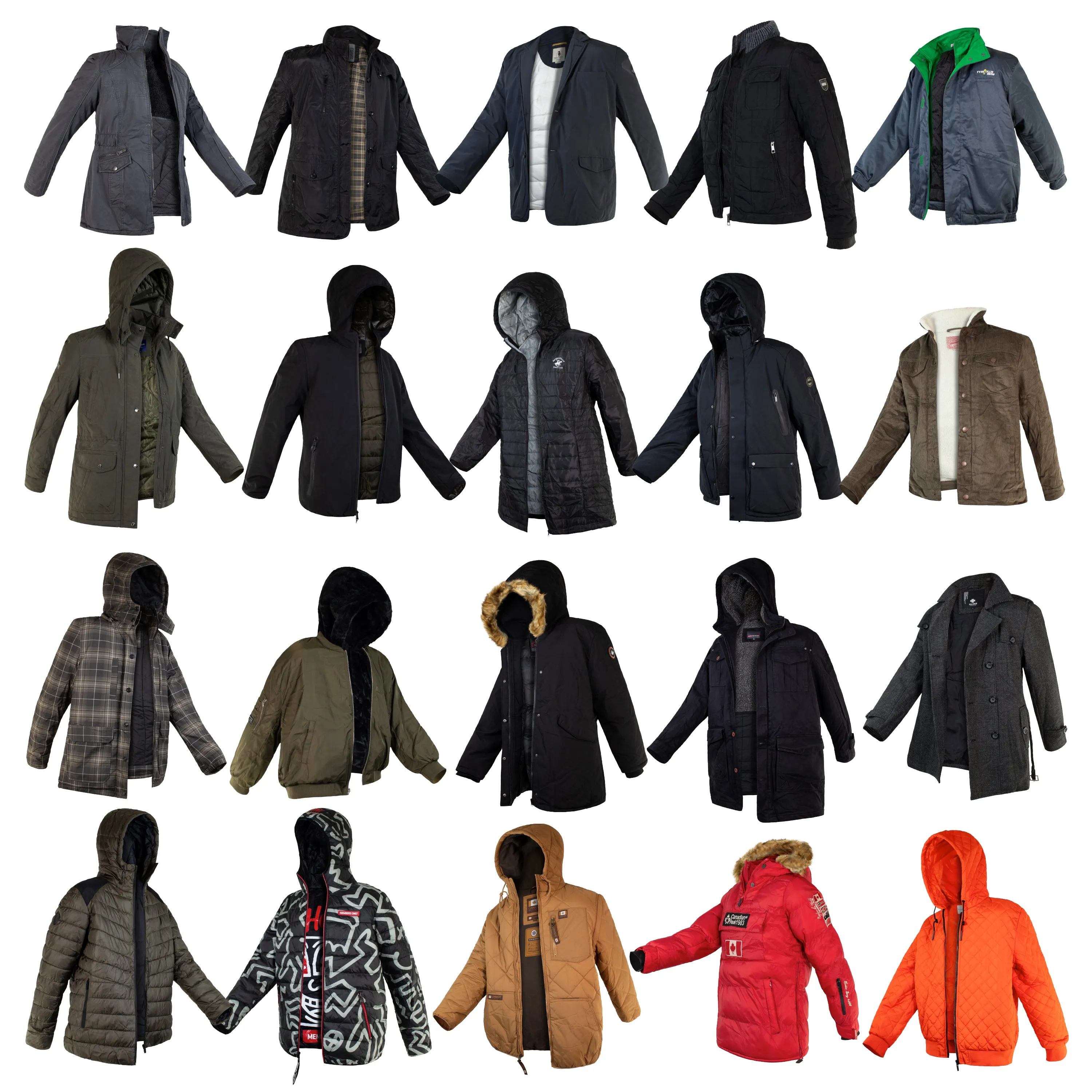 Men's Wholesale Coats in Assorted Styles & Sizes - Bulk Case of 22 Winter Jackets