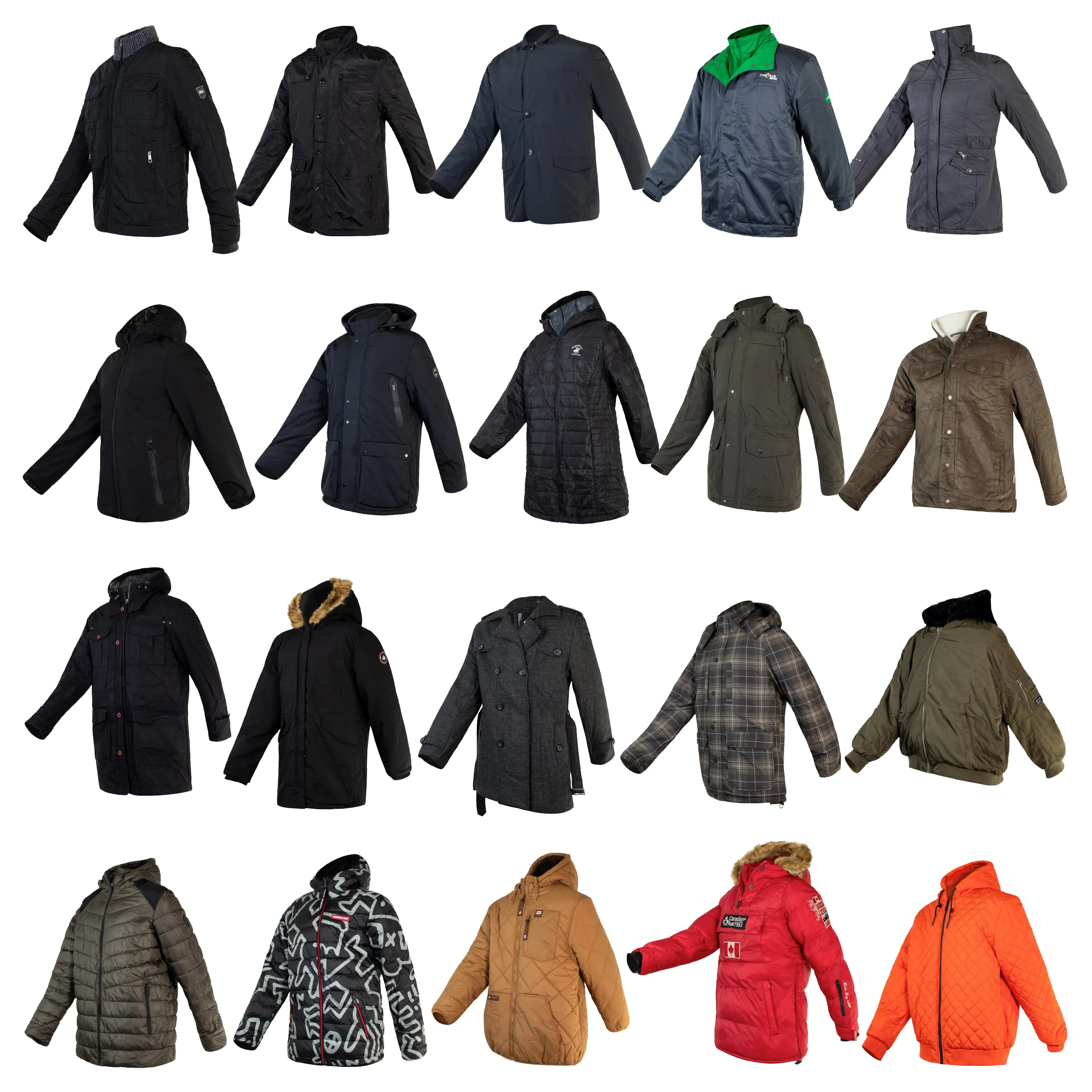 Men's Wholesale Coats in Assorted Styles & Sizes - Bulk Case of 22 Winter Jackets