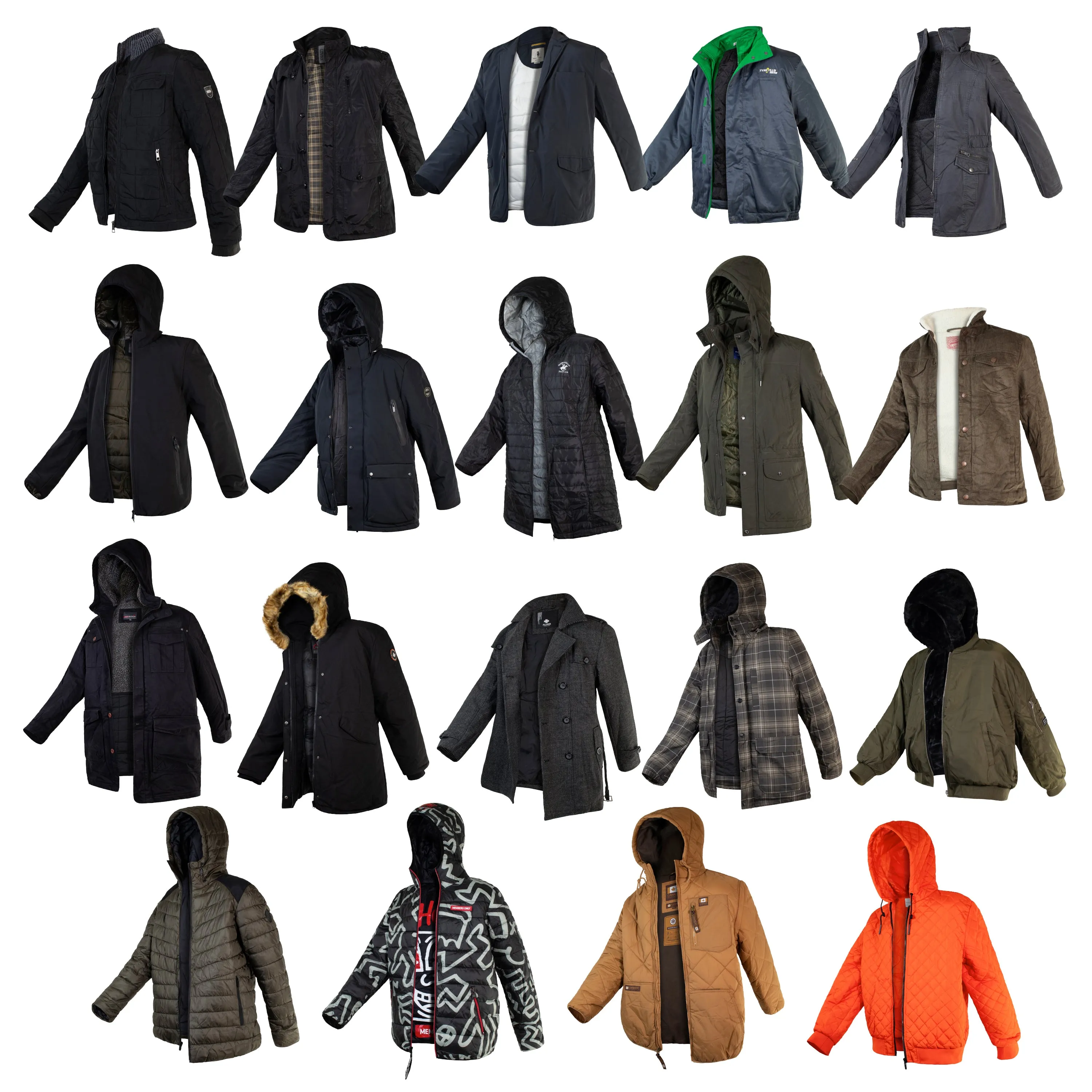 Men's Wholesale Coats in Assorted Styles & Sizes - Bulk Case of 22 Winter Jackets