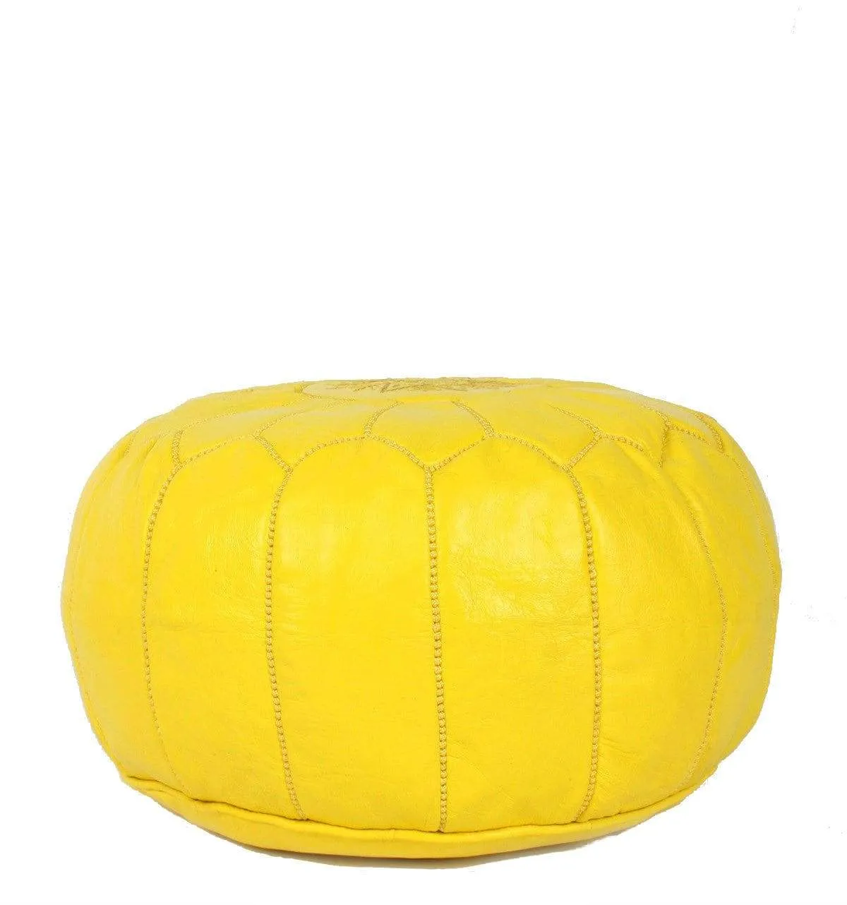 Moroccan Leather Ottoman - Yellow