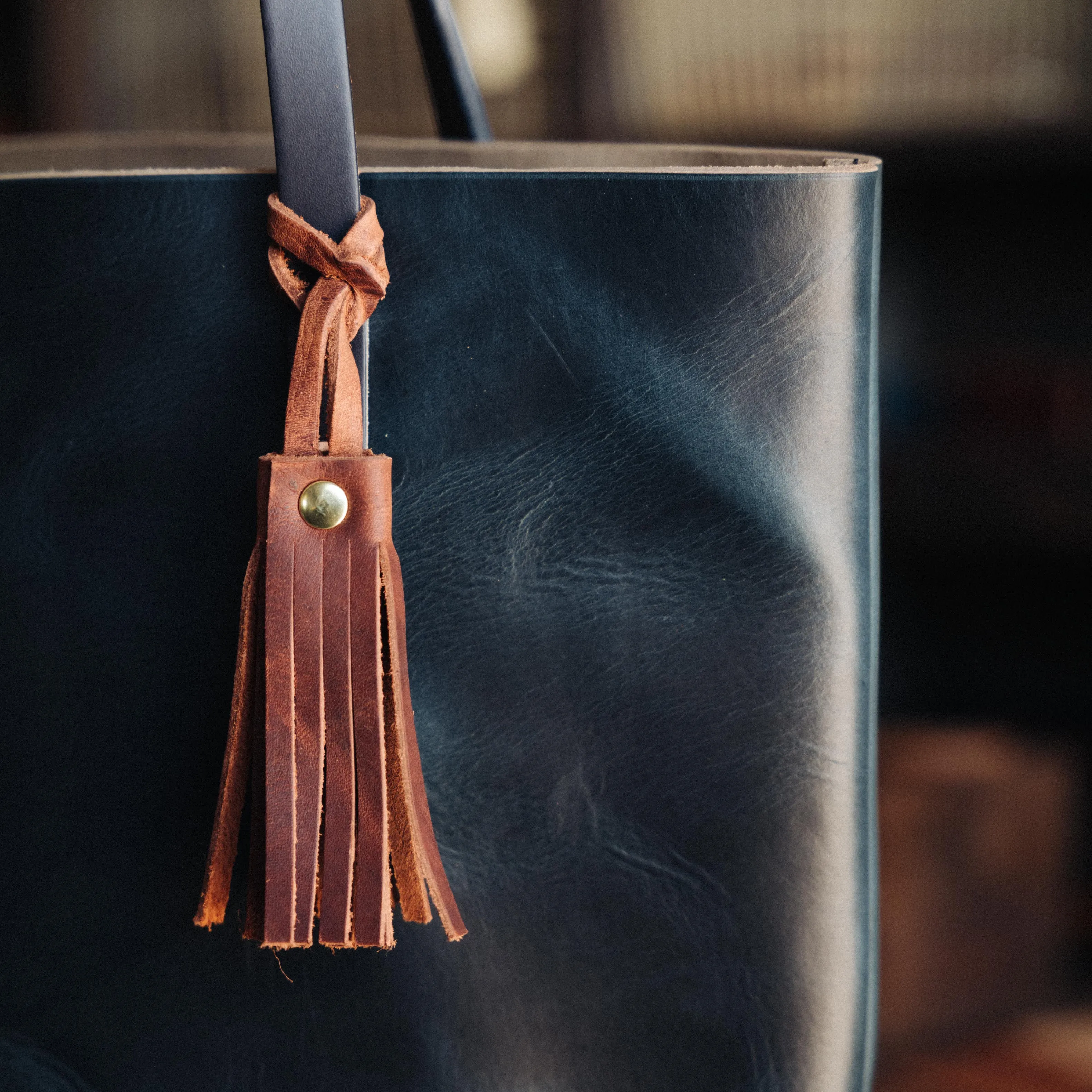 Navy Leather Tassel