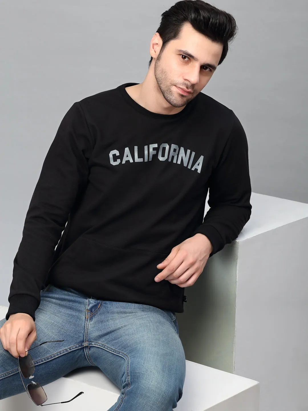 Printed Round Neck Fleece  Sweatshirt