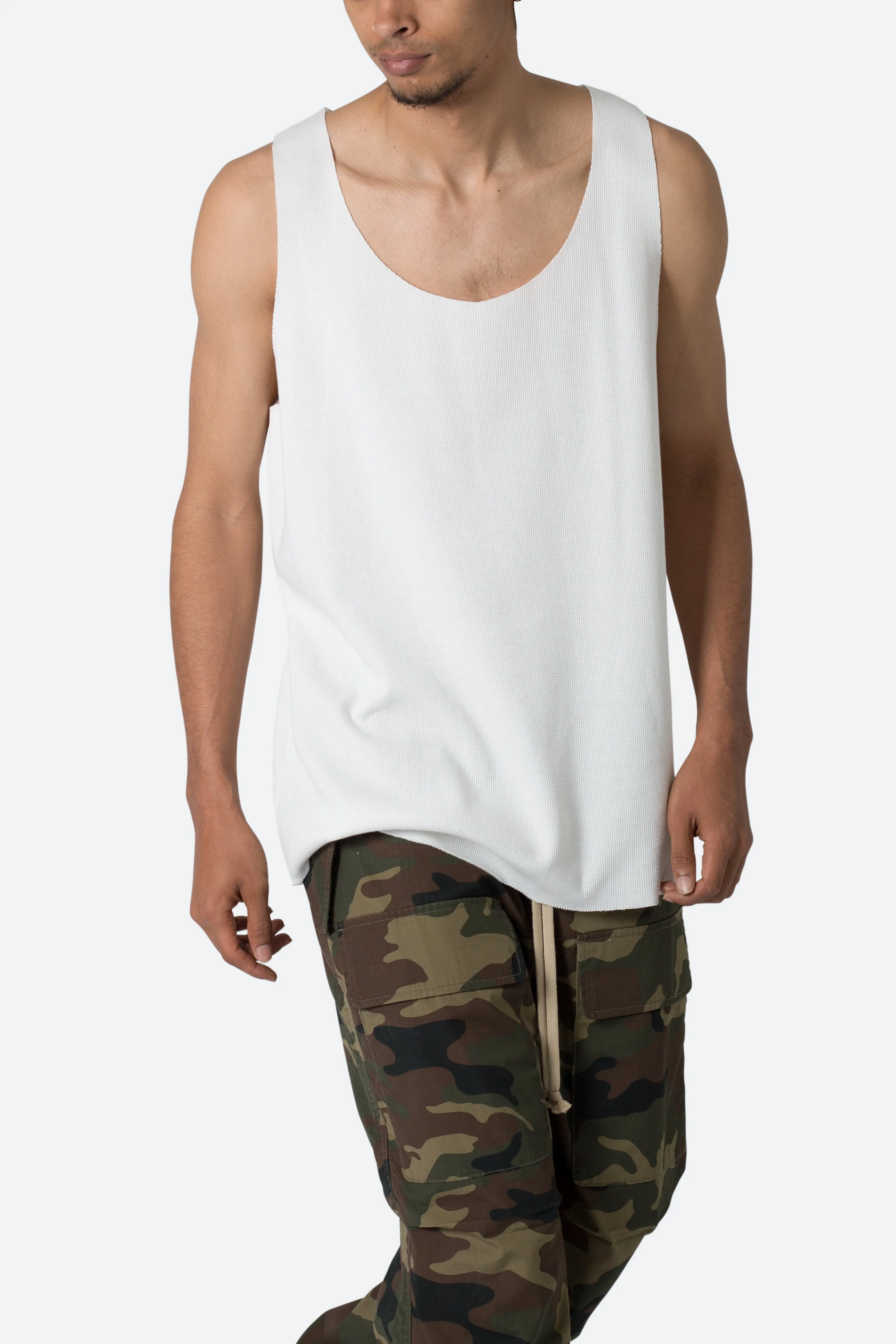 Raw Edge Thermal Tank - Off White