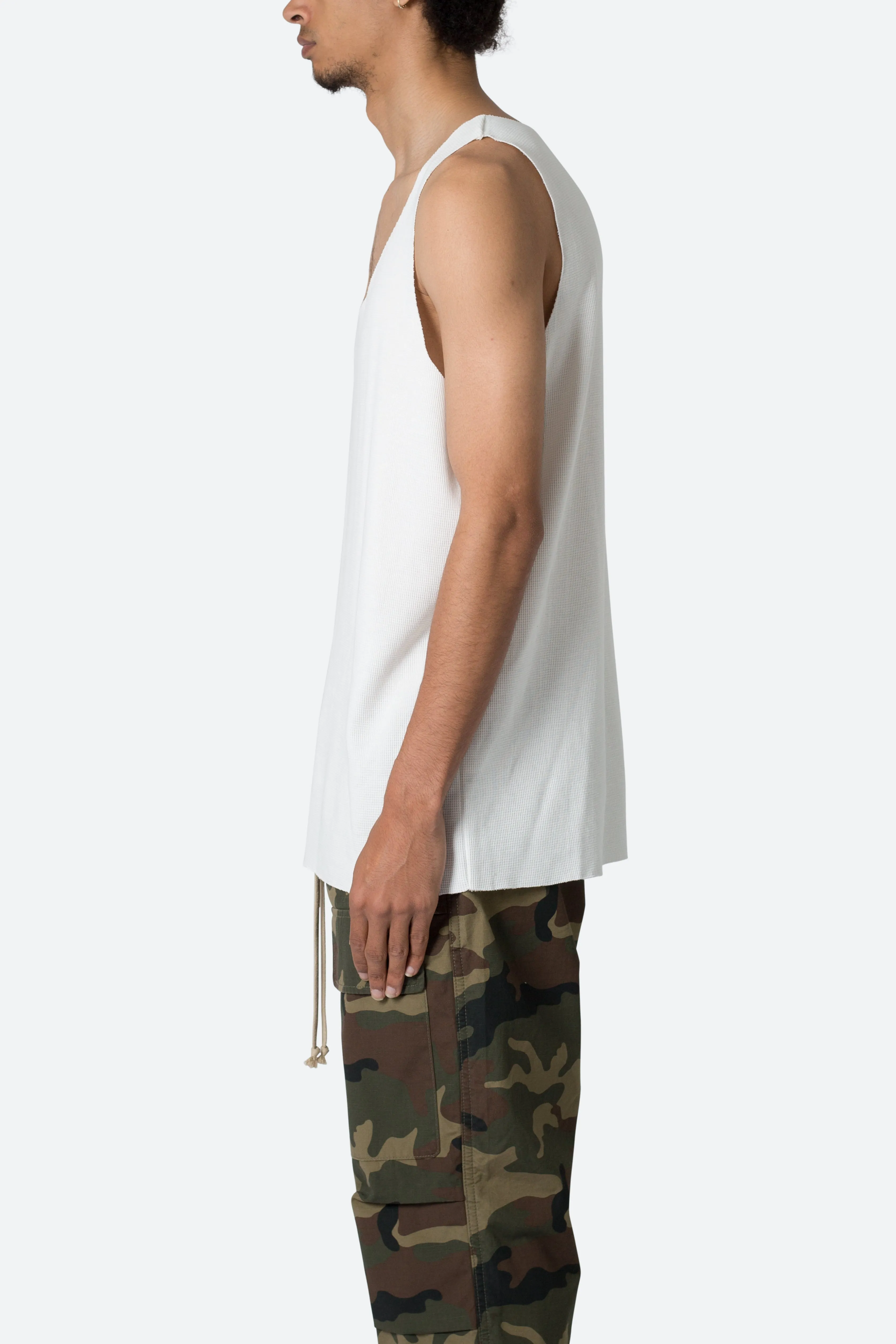 Raw Edge Thermal Tank - Off White