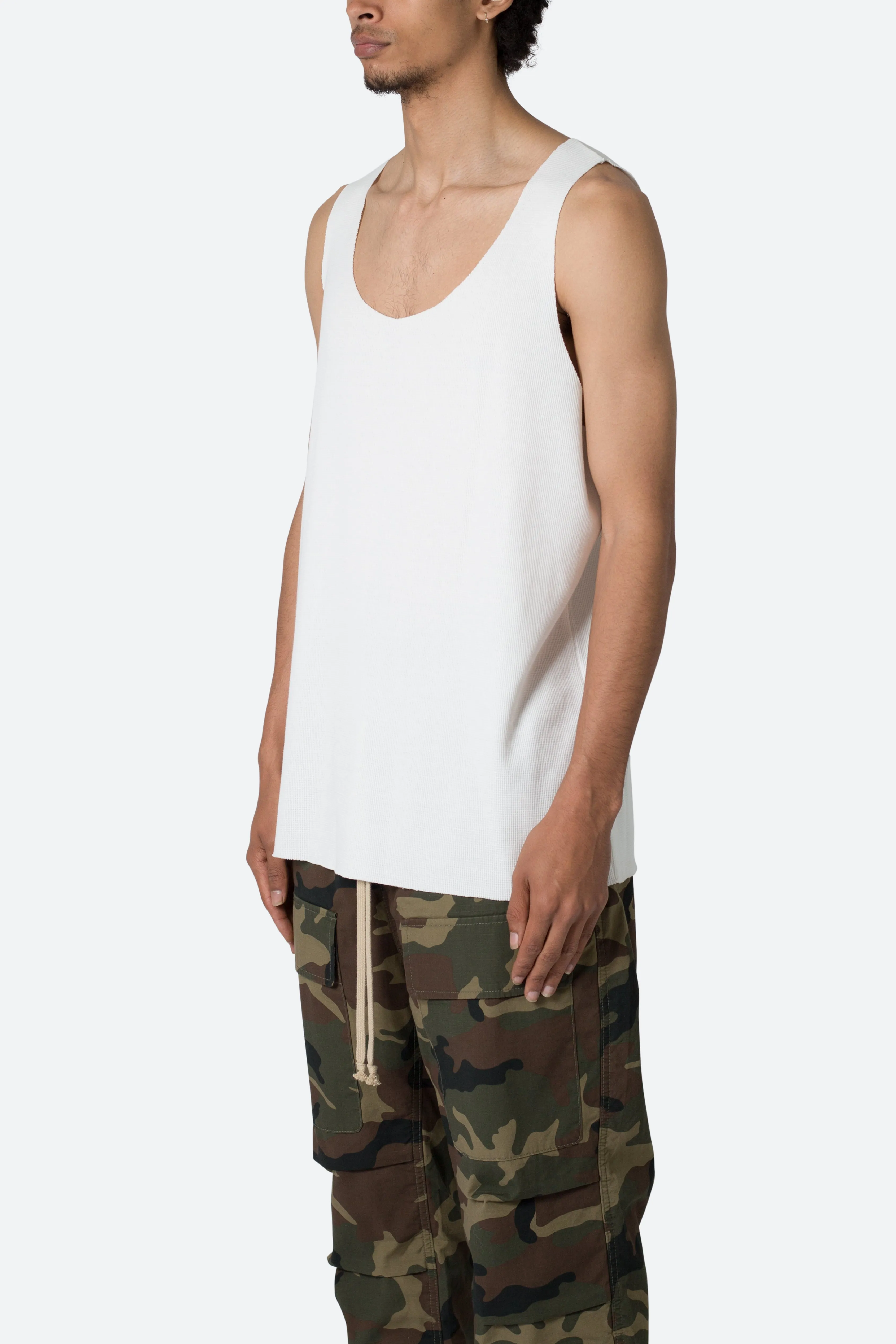 Raw Edge Thermal Tank - Off White