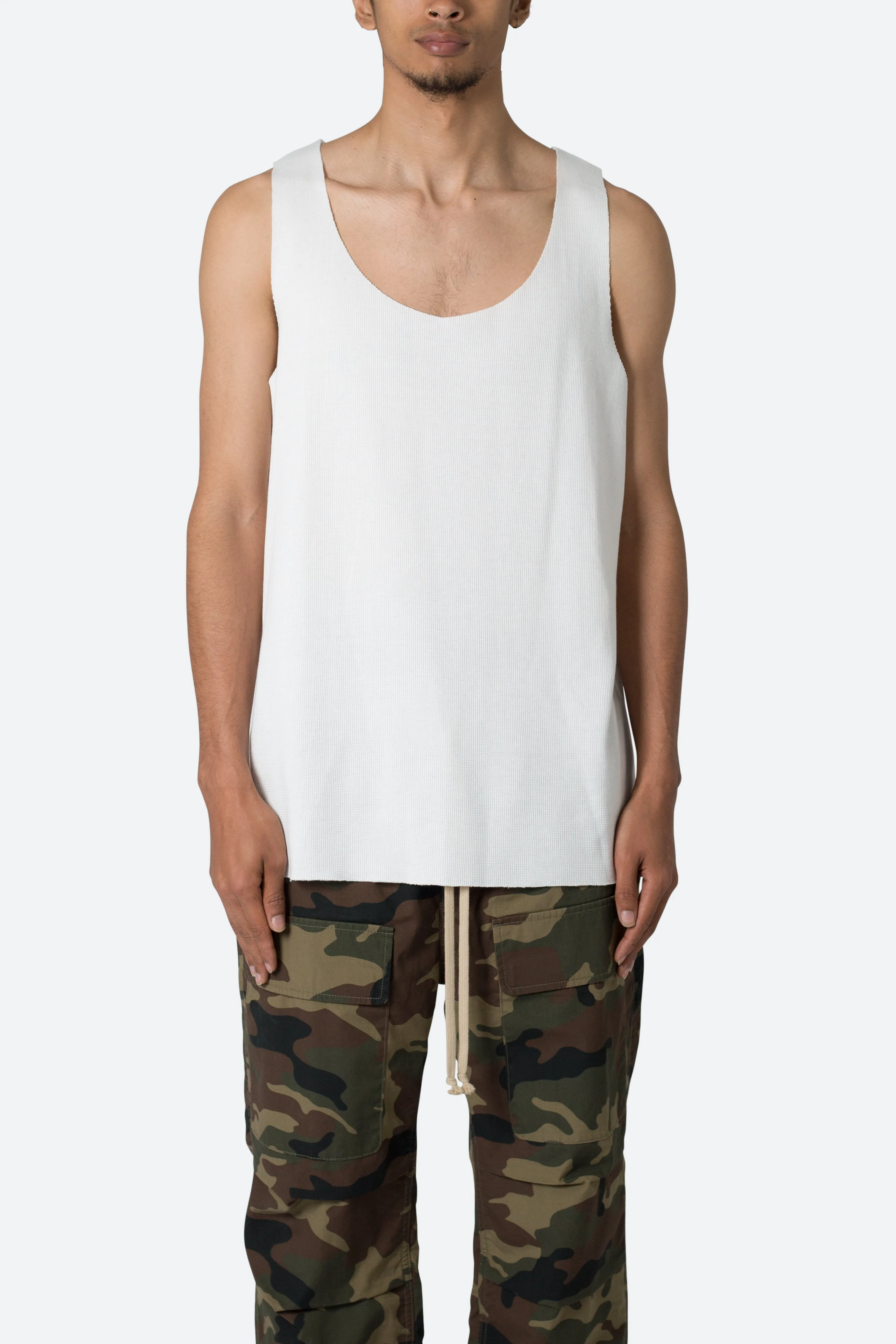 Raw Edge Thermal Tank - Off White