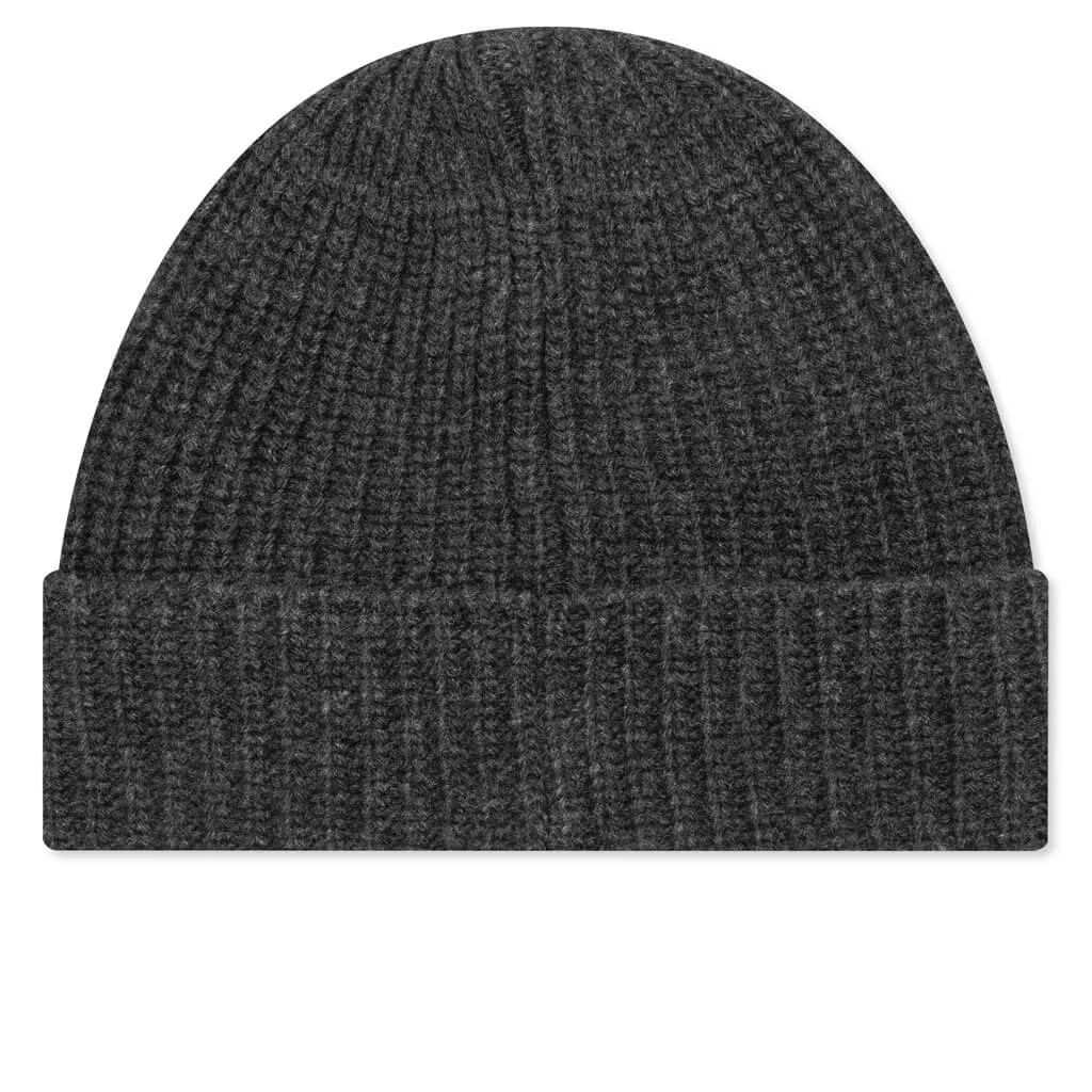 Ribbed Geelong Wool Beanie - Charcoal