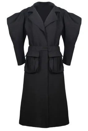 Shilla Coat With Pocket Belt Black