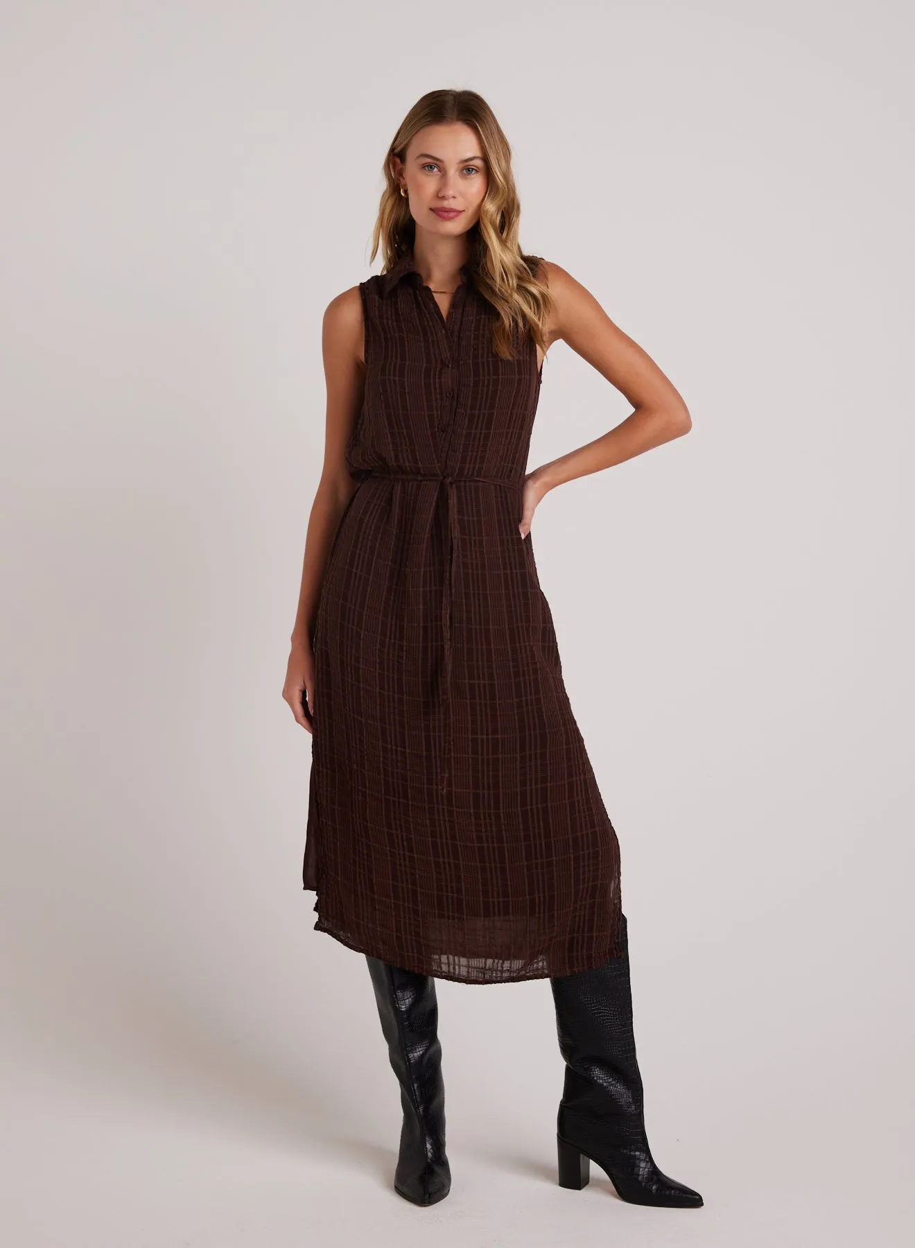 Sleeveless Pullover Midi Dress - Autumn Brown