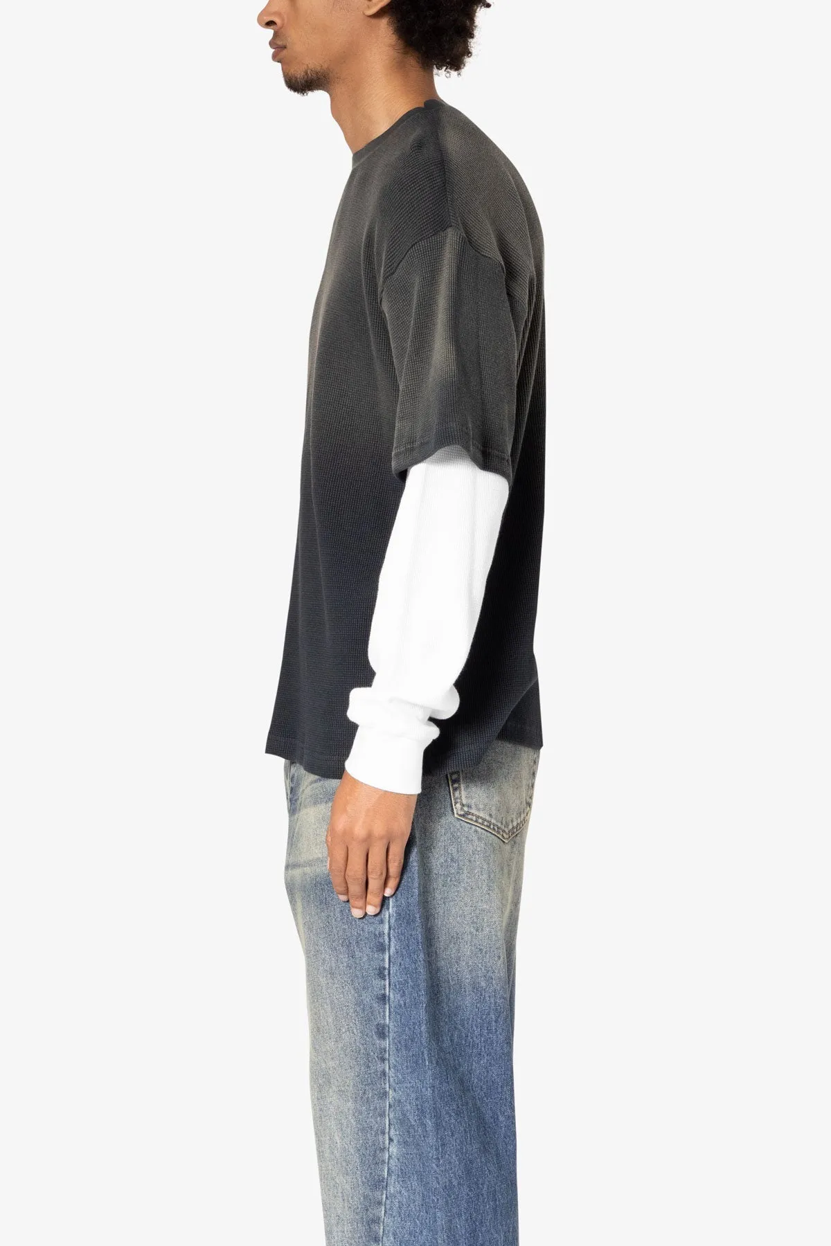 Sprayed Thermal L/S Tee - Black/White