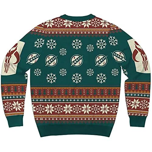 Star Wars Boba Fett The Mandalorian Winter Holiday Sweater Licensed (Large) Green