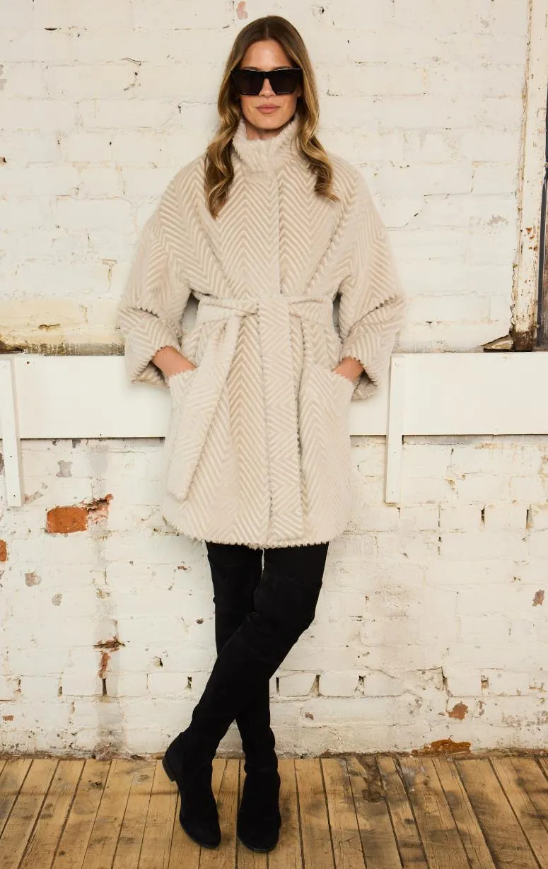 Tardia - Alpaca Coat with Chevron Detail