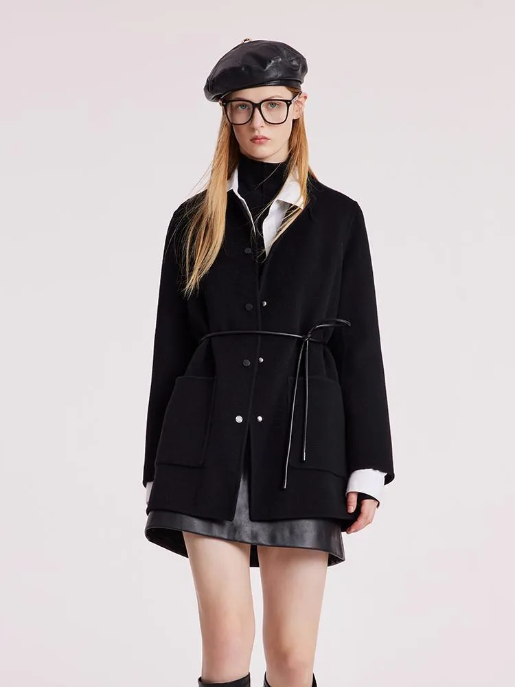 Tencel Wool Double-Faced Women Coat With Belt