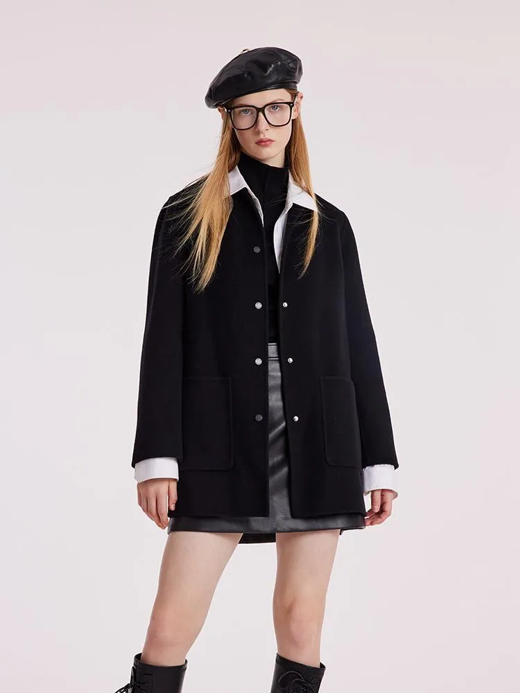 Tencel Wool Double-Faced Women Coat With Belt