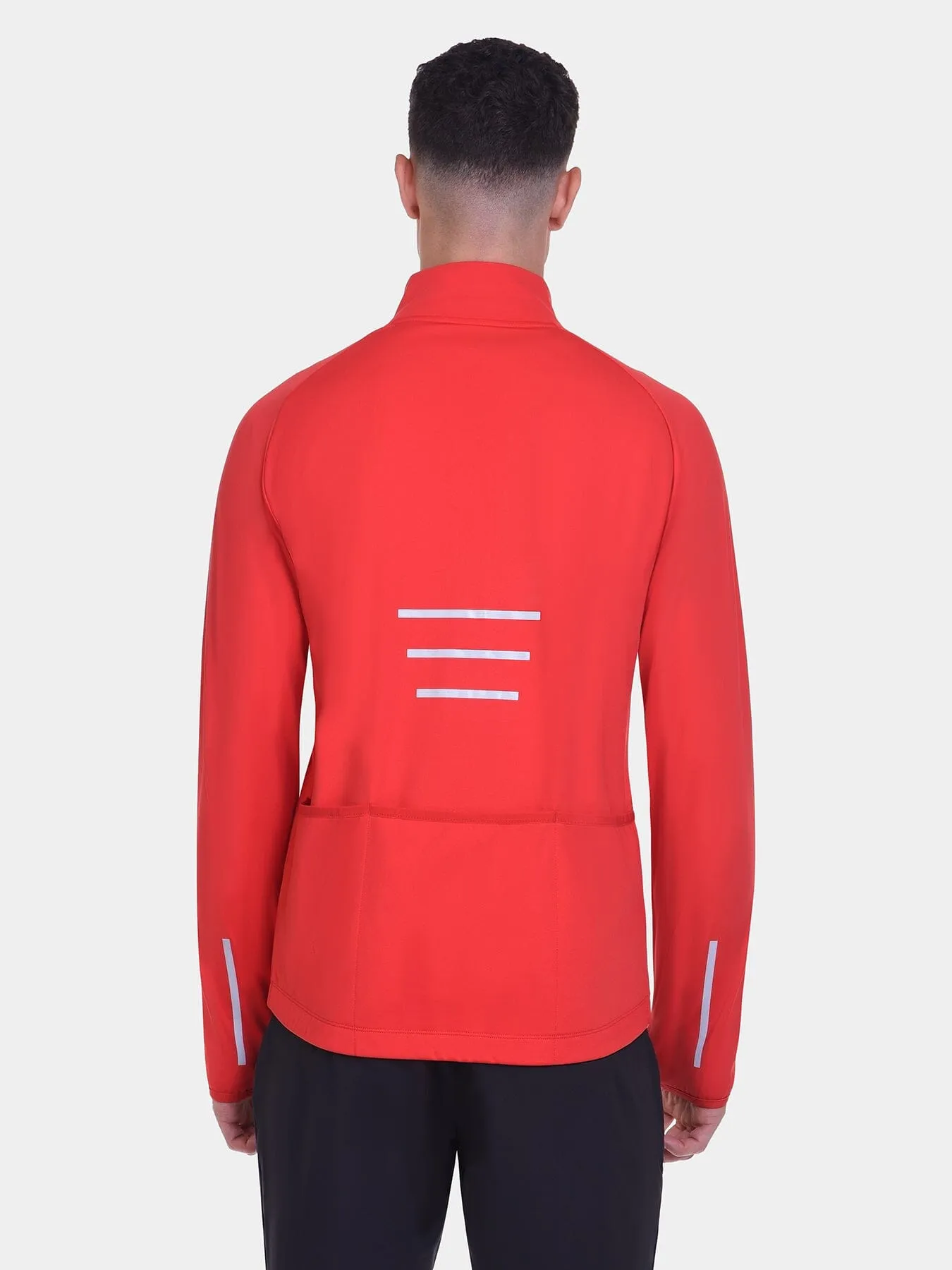 Thermal Cycling Jacket For Men With Thumbholes, Reflective Strips, Brushed Inner Fabric, Side & Internal Zip Pockets