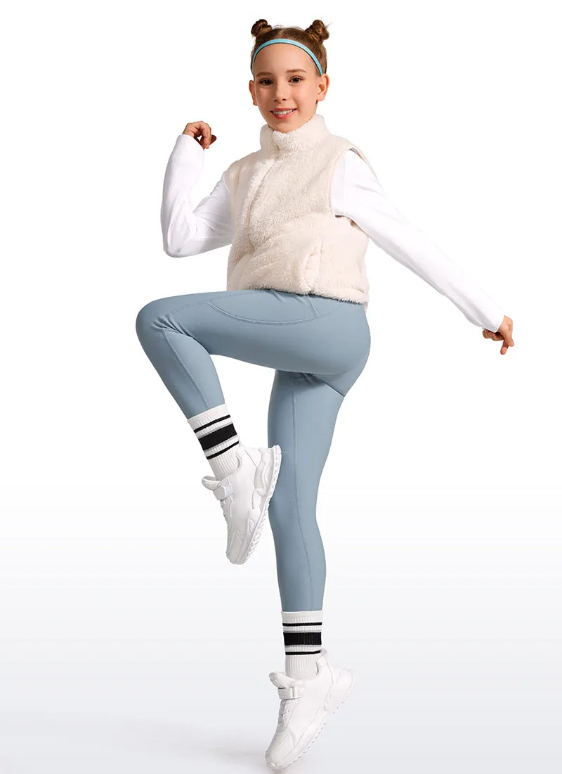 Thermal Fleece Lined Soft Girls Water-Resistant Pocketed Leggings