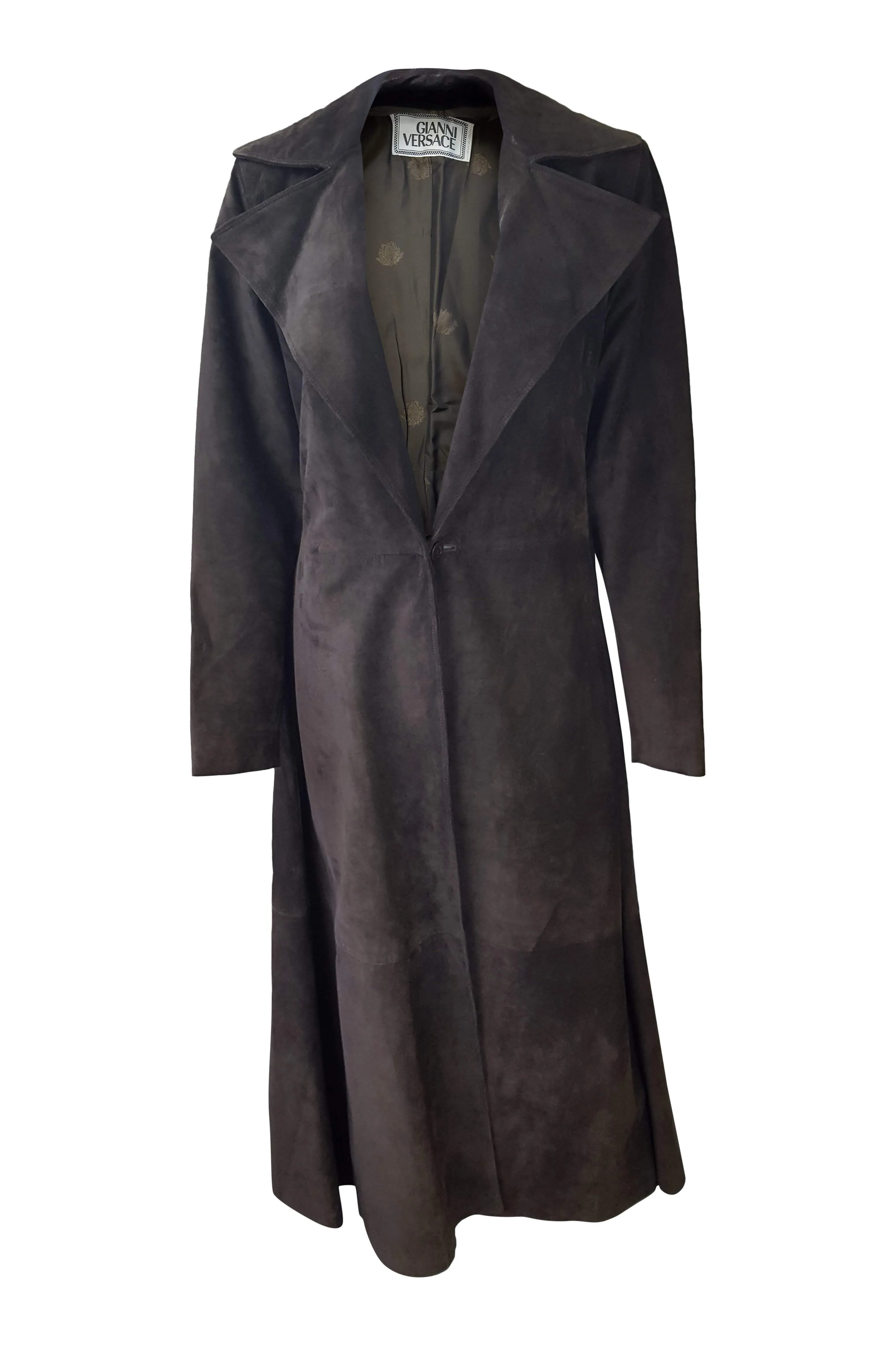 VERSACE Vintage Women's Gianni Versace Label Full Length Leather Coat (40)