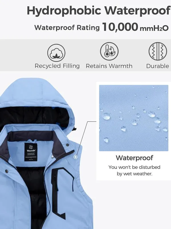 Women's Waterproof Winter Puffer Vest Insulated Gilet Eco-friendly Fabrics