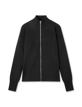 Wool Klemens Zip Knit, Black