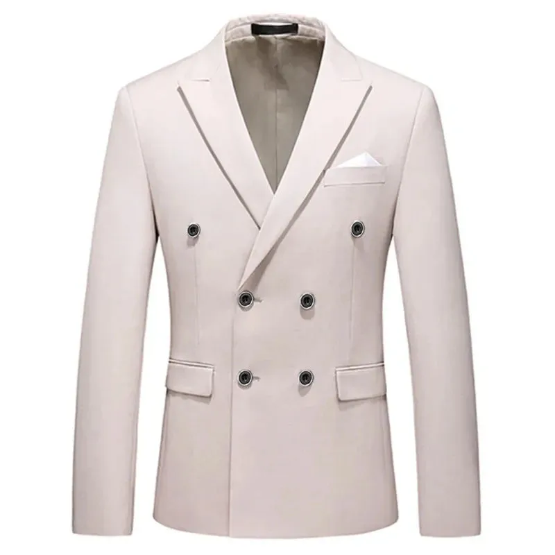 Xituodai 2024 Fashion New Men's Casual Boutique Business Solid Color Double Breasted Suit Jacket Blazers Coat