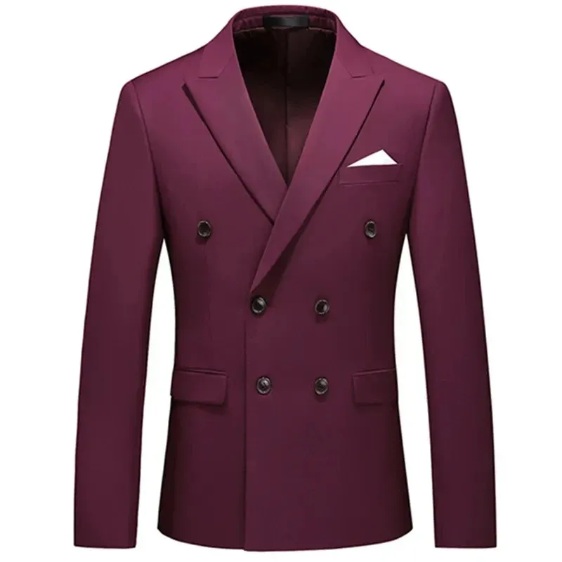 Xituodai 2024 Fashion New Men's Casual Boutique Business Solid Color Double Breasted Suit Jacket Blazers Coat