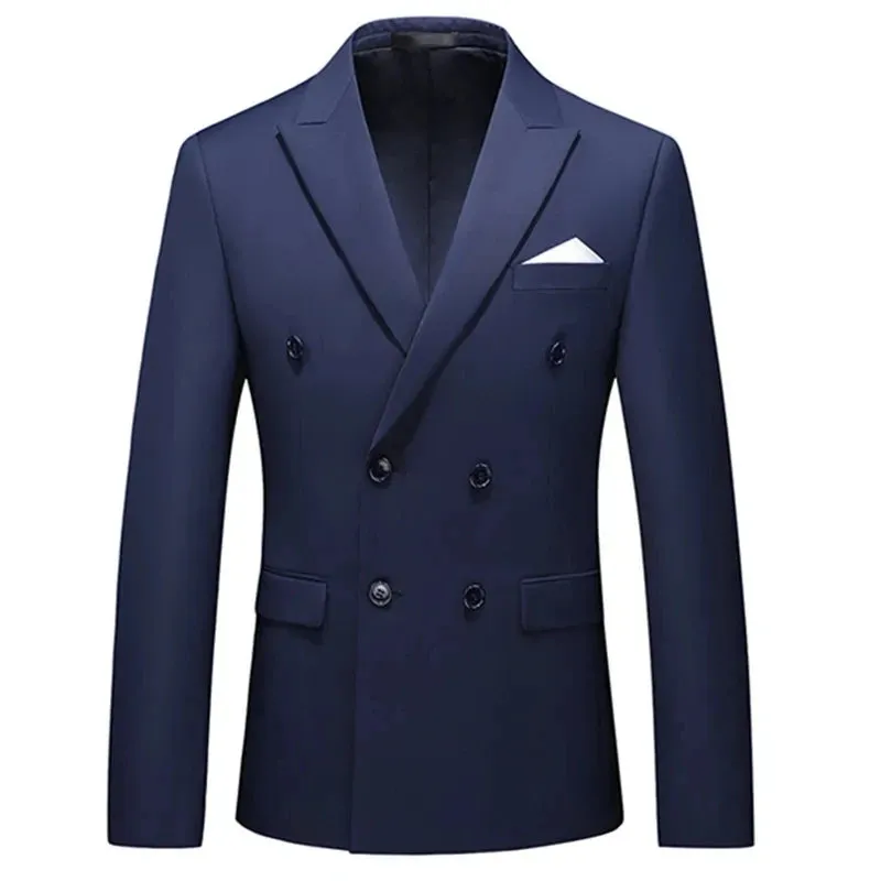 Xituodai 2024 Fashion New Men's Casual Boutique Business Solid Color Double Breasted Suit Jacket Blazers Coat