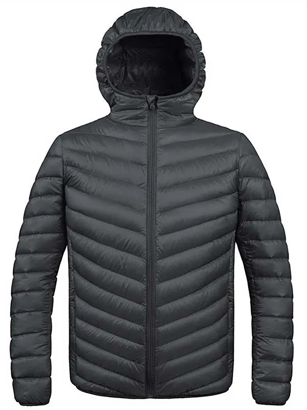 ZSHOW Men's Lightweight Puffer Jacket Water-Resistant Hooded Spring Outerwear Coat